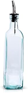 eHomeA2Z Italian Glass Oil And Vinegar Cruet 16 Oz, Olive Oil Dispenser With Stainless Steel Spout, Slight Green Tint (1, 16 oz)