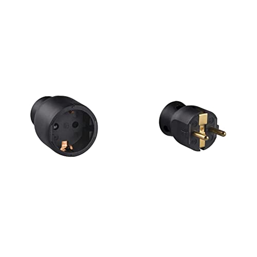 legrand 050179 Base de Enchufe Móvil, 3680 W, 230 V, Negro & Legrand 050178 Enchufe con Cabezal Móvil Orientable, 3680 W, 230 V, Negro Cover