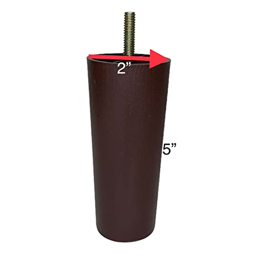 ProFurnitureParts 5\" Inch Brown Round Tapered Plastic Sofa Couch Chair Legs Set of 4 (5.0) - Thumbnail 4