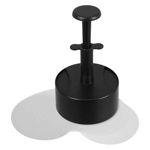 FOMIYES Prensa de Hamburguesas Manual Redonda Negra Superficie Antiadherente, Moldeador de Carne para Plancha 100 Hojas de Papel Pergamino, Accesorios para Parrilla y Cocina al Aire Libre