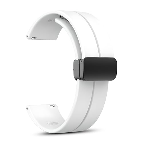 Image of GameSir 22mm Smartwatch Strap | Soft Silicone Magnetic Lock Replacement Band Compatible with Noise ColorFit & All 22mm Lug Watches | Flexible, Sweatproof & Fashion Design Strap (White)