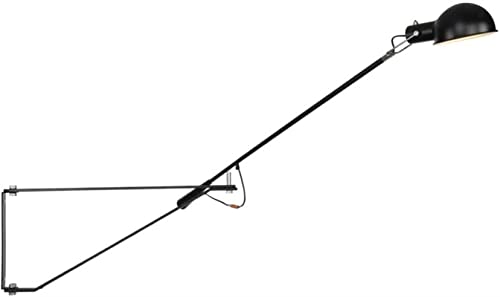 Lámpara de pared metal brazo oscilante e26 negra vintage para sala de estar