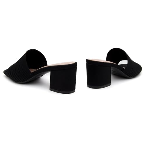 Image of Herstyle Square Open Toe Heeled Sandals for Women 2.5 Inch Low Block Chunky Heel Sandals Slip-On Mules Comfortable Dress Shoes for Party Wedding Office