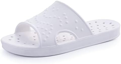 shevalues Shower Shoes for Women with Arch Support Quick Drying Pool Slides Lightweight Beach Sandals with Drain Holes, White-Update Version 6.5-7.5 Women / 5-6 Men