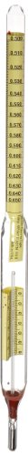 Thermco GW101H Glass ASTM LPG Combined in Body Hydrometers, ASTM 101H, 0.50 to 0.65° API Range, 0.001° API Division, 30 to 90°F Temperature Range, 380mm Length