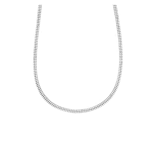 JZWCHQ Collares 925 Plata esterlina Oro Doble Zircon Pavé Cordón Collar Cadena Larga Dos líneas Moda Joyería de Gama Alta 2021 Rock Punk