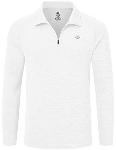 Polos de Sport Homme Manches Longues Chemise Golf Polo Sweatshirts avec Fermeture Blanc L Cover