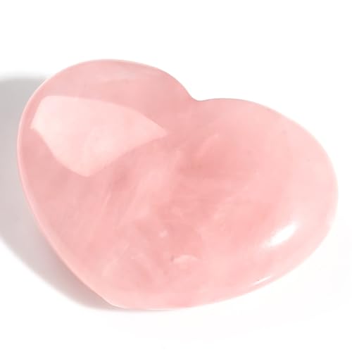 AWARDSEN 45 mm Rose Quartz Crystal Heart, Big Healing Crystals Stone, Natural Love Hearts Gemstones, Pocket Palm Stones for Anxiety Relief, Crystal Gifts for Women, Valentines Day Gifts for Her - Image 3