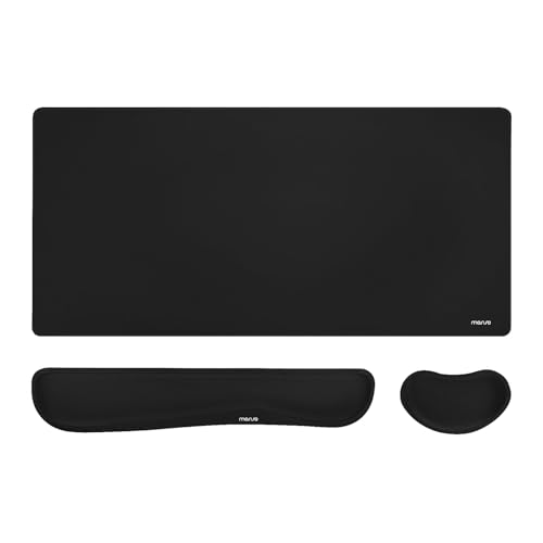 MOSISO Teclado Alfombrilla Ratón Set, Mouse Pad Gaming Grande&Wrist Rest Teclado&Wrist Rest, Muñequera Ayuda Antidolor con Espuma Memoria Home Office Mousepad Non-Slip Easy Typing Cushion,Negro
