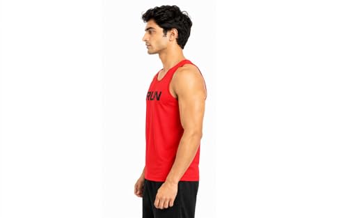 Image of Men's Gym Vest with Run Print, Sleeveless Athletic Tank Top for Running and Workout