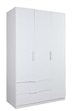 Composad | Armadio della Linea ESPRESSO con 3 Ante e 2 Cassetti Larghi, Armadio Contenitore, Salvaspazio, Camera da letto, Lavanderia, (LxAxP) 119,3x200x58,2 cm, Colore Bianco Laccato, Made in Italy