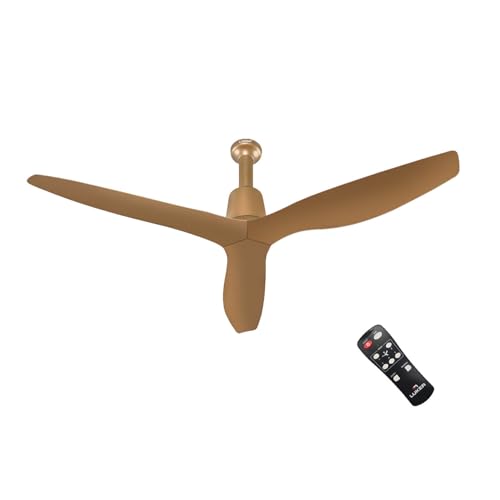 Image of LUKER Florence 1320mm BLDC Wood Finish Ceiling Fan with Remote Control and Low Noise Energy Efficient & Modern Design High Air Delivery Fans For Living Room, Hazel Brown