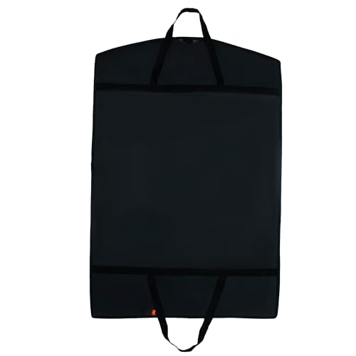Image of Men's Coat & Blazer Cover | Fold-Over Rexin Garment Bag | Durable, Dustproof, Moisture-Proof Protector for Suits, Jackets & Formal Wear | Black | Set of 3 | Height-36 inch