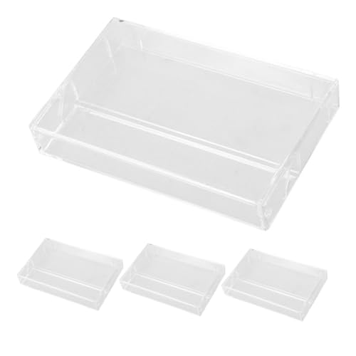 IWOWHERO 4pcs Retro Clear Plastic Audio Cassette Tape Storage Box Multi Functional Organizer for Music Tapes Easy Access Display Rack for Home and Office Use