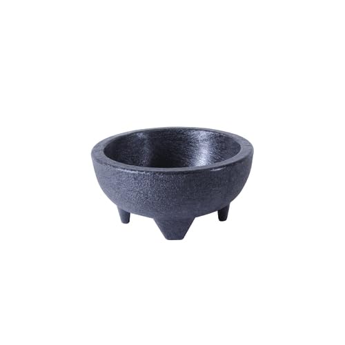 A-to-Z Supply PLMJ010BK Molcajete Salsa Bowl, 10 oz., 5 3/8" x 5 3/8" x 2-1/2", Plastic, Black, NSF (Pack of 4)