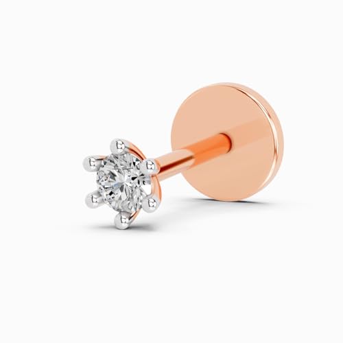 Image of Sparkles Lab Grown Diamond 0.03 Carat - 0.50 Carat Round Shape Solitaire Diamond Nose Pin for Women | 14K Gold IGI Certified FG VS Quality
