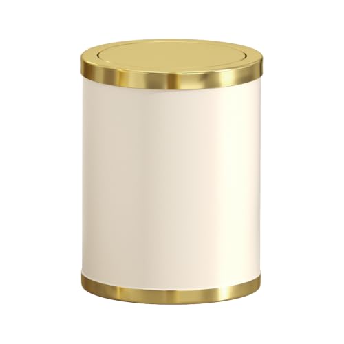 Image of 2.3 Gal /2.6 Gal Metal Shake Lid Trash Can, Double Bucket for Bathroom, Living Room, Kitchen, Office (White lid - 15L)