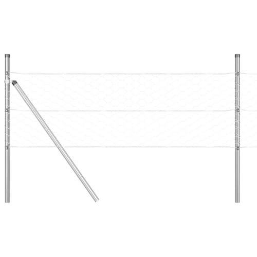Swpsd Sechseckzaun 0,4 x 10 m, Zaunpfosten 7 Stück Ø32 mm 80 cm verzinkter Stahl, Zaunpfosten Maschendrahtgeflecht Drahtzaun für einfache Einzäunung von Hof Garten Obstplantage3352905