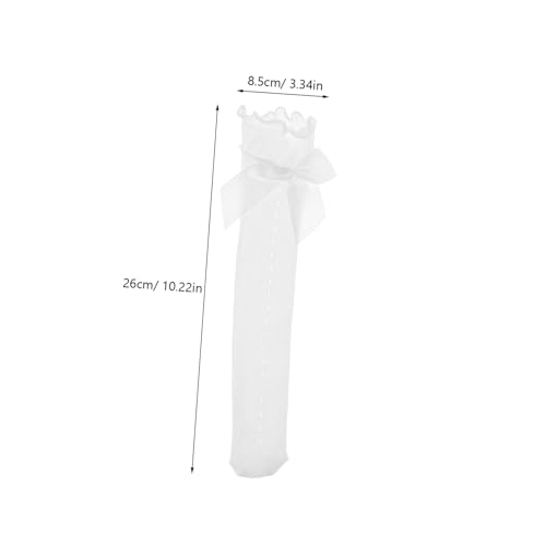 Vaguelly 4pairs Boys and Girls Girls White Ruffle Socks Lace Decor Bow Decor Socks over Calf2