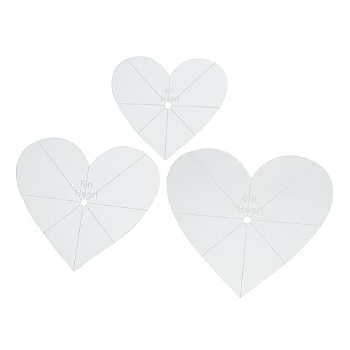HOODANCOS 3Pcs Acrylic Sewing Ruler Professional Patchwork Rulers for DIY Projects Heart Shape Design Lightweight Portable Craft Tools