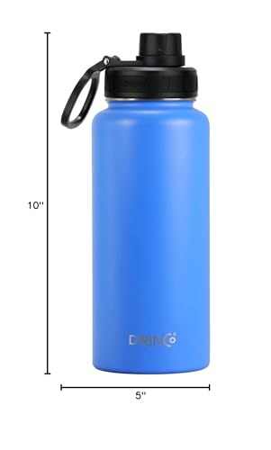 Image of Drinco Stainless Steel Water Bottle Spout Lid Vacuum Insulated Double Wall Water Bottle Wide Mouth Leak Proof Keep Cold Sport Camping Hiking (32oz Royal Blue)