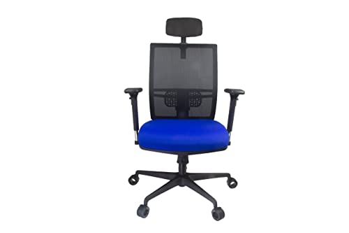 Sillón cómodo | Silla ergonómica de oficina | Respaldo alto de malla transpirable | Soporte lumbar ajustable | Reposabrazos ajustables 3D | Elevación de gas | Ruedas de diseño | Tejido ignífugo azul Cover