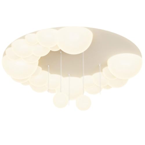 Chambre de fille moderne sublimée par un lustre en métal de 50 cm à bulles