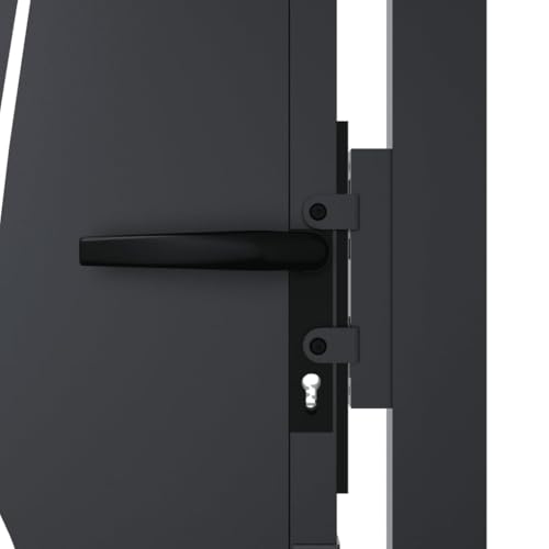 vidaXL Garden Gate, Locking Fence Gate, Hinged Gate for Patio Outdoor, Entrance Barrier Decorative Door, Anthracite 41.3"x41.3" Steel Grass Design