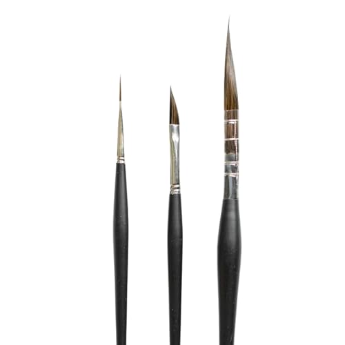 Image of Stationerie Petal Paint Brushes Set - Handmade Artist Painting Brush Set Including Triangle Petal Dagger Brush for Acrylic, Watercolor, & Gouache Painting (2 + 1 Brushes)