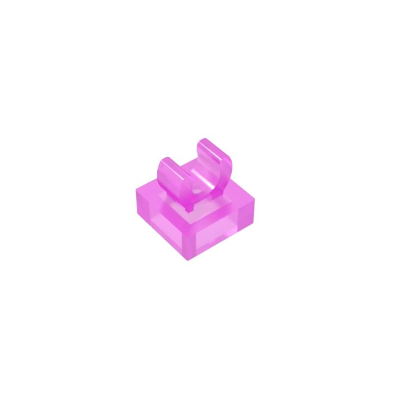 Gobricks 15712 Hinge Plate Tile Special 1x1 with Clip with Rounded Edges 50 Pieces GDS-818 Compatible with Lego Building Blocks Color:Trans Dark Pink — image 1