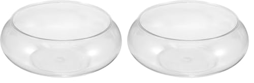 Image of Clear Fish Bowl Vase Bubble Bowl Round Shallow Planter Plastic Container Fish Bowl Aquatic Plant Pot Daffodil Pot Hydroponic Planter Fish Tank Aquarium Bowl (Pack of 2)