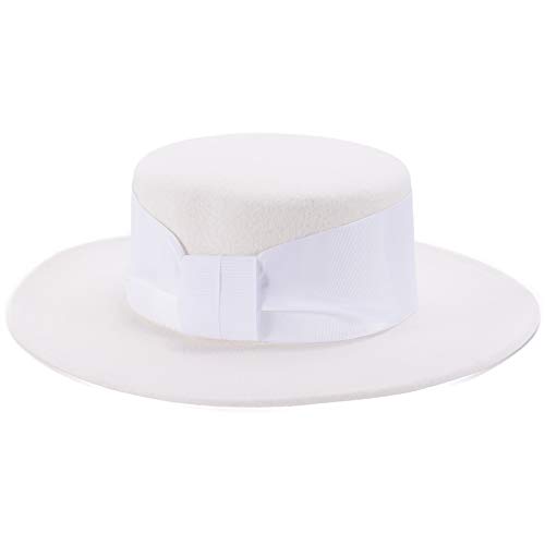 Image of Lawliet Womens Wool Felt Porkpie Fedora Boater Wide Brim Hat Bolero T405 (White)