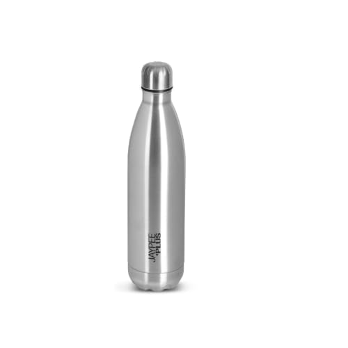 Jaypee Plus Alpha Vaccum Insulated Double Wall Thermosteel Flask 500 ml Water Bottle ISI Certified 24 Hours Hot and Cold Water Bottle for School,Office,Gym, Leakproof, Rustproof Steel Bottle,Metallic