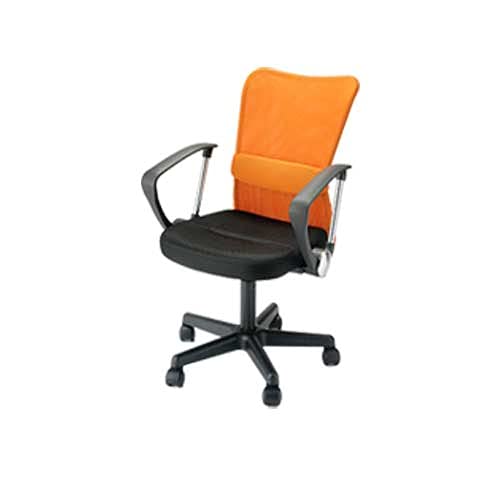 LOOKIT オフィスチェア 肘付き メッシュバック付きチェア ミーティングチェア キャスター付き メッシュ張り オレンジ NF-QUE-1AR