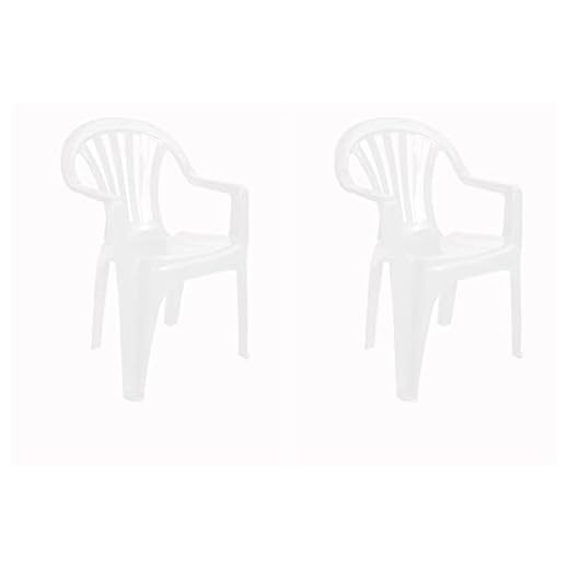 GARBAR Pals Set 2 Silla con Brazos Exterior | jardín, terraza, balcón, Picnic, Camping, Catering, Eventos, reuniones | diseño, Ligero, apilable | Blanco