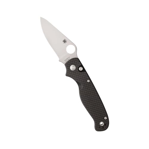 Spyderco ButtonUp Folding Knife with 3' 8Cr13MoV Steel Blade and Carbon Fiber/G-10 Laminate Handle - EDC Knife for Men and Women, Perfect for Hunting, Tactical, Camping - PlainEdge - C275CFP