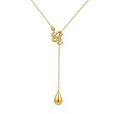 NHTISGRUE Colgante en forma de Y en forma de serpiente para mujer, collar bañado en oro y regalo exótico de joyería delicada