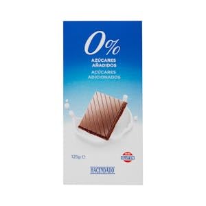 Chocolate extrafino con leche Hacendado 0% azúcares añadidos Tableta 125 g Pack 2