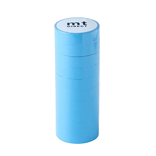 【Amazon.co.jp 限定】mt direct マスキングテープ 10巻セット (15mm×18m) 貼って剥がせる (公式販売店/大容量) 防カビ ラベル 養生 (青 マットライトブルー) カモ井加工紙 無地 マステの商品画像（Amazon）