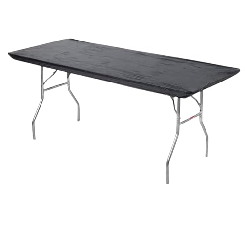 Image of Kwik-Covers 6' Rectangle Plastic Table Covers 30 inch x 72 inch, Bundle of 5 (Black)