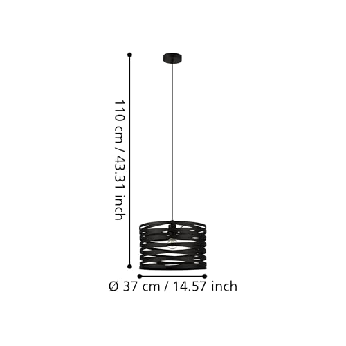 Lámpara de salón negra Eglo Cremella colgante de techo vintage industrial E27 37cm 7