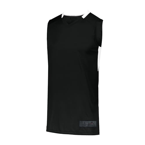 Augusta Sportswear Men's Standard Step-Back Basketball Jersey, Black/White, XXX-Large