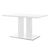 Armen Living Amanda Dining Table with White and Brushed Stainless Steel Finish