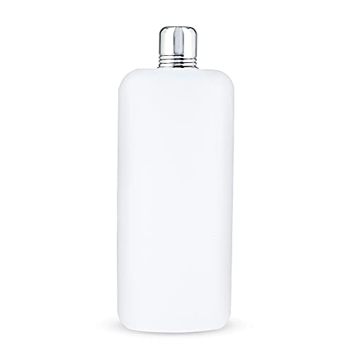 True Rogue Plastic Flask For Liquor - Hidden & Discreet 26Oz White Plastic Flask With 1Oz Aluminum Shot Glass Cap For Travel & Cruise Liquor Beverages - Set Of 1 #TOP3