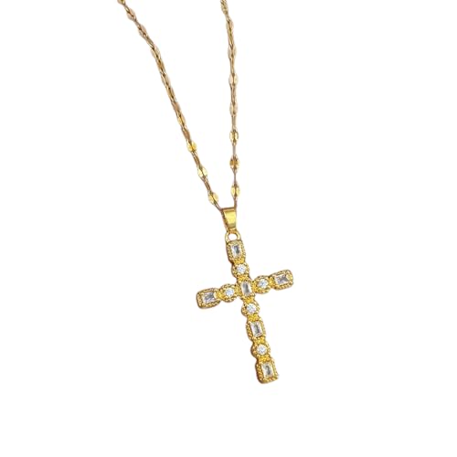 KDFIYSCV Preciosa cruz geométrica con colgante de cobre de zircón Cadena decorativa de moda femenina Aniversario