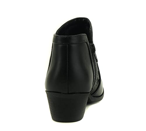 Image of Soda CHANCE Womens Perforated Cut Out Stacked Block Heel Ankle Booties (Wide Fit Available)