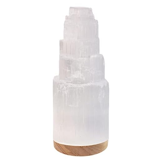 Selenite Crystal Tower Lamp with USB