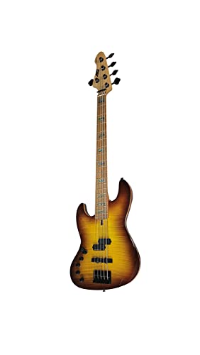IYV-IPJB-500A LH, 5 String Solid Body with Flame Maple Electric Jazz Bass, Honey Burst, Left hand - Thumbnail 2
