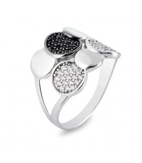 Bague Argent 925 Alicia Noir et Blanc 64 anneau bicolore tendance mode pour homme et femme