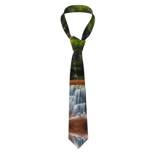 HLBSDM Corbata de poliéster suave y duradera para hombre con imagen de cascada para negocios y ocasiones especiales.